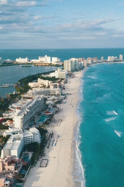 Cancun Mexico hotel zone drone image