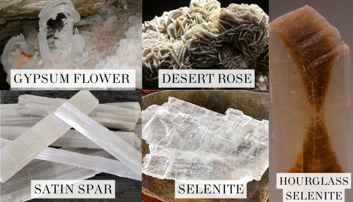 Selenite satin spar variations pictures