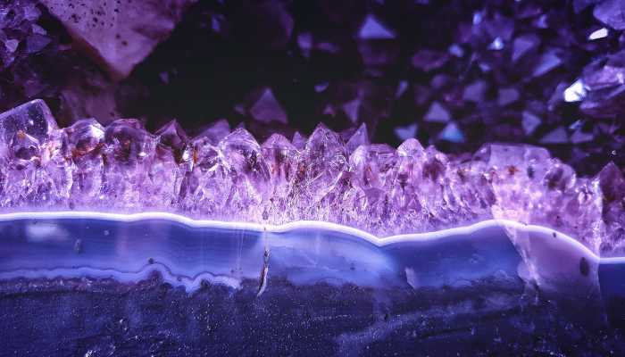 Deep purple close up of amethyst crystal