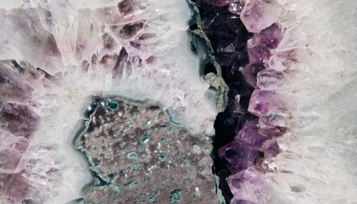 Close up of crystals amethyst formation