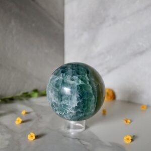 Beautiful high grade green fluorite crystal sphere