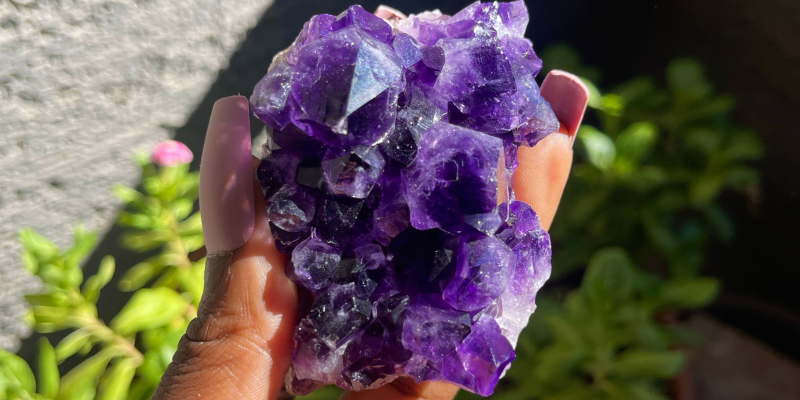 Amethyst cluster new moon gemstones