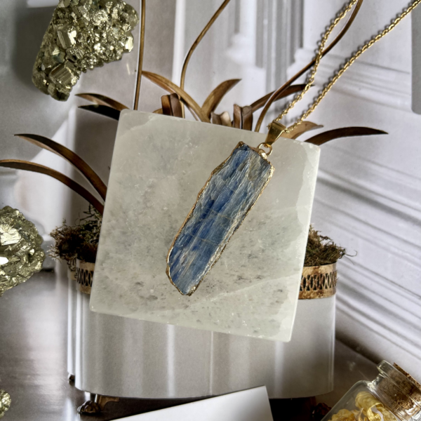 Blue kyanite necklace simple chain