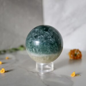 Green fluorite crystal sphere madagascar