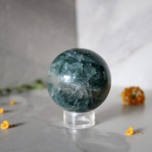 Beautiful high grade blue green fluorite crystal sphere