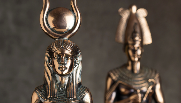 Egyptian statues golden isis