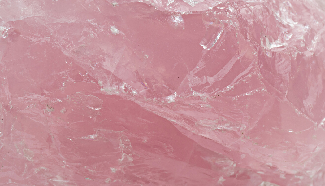 Rose quartz crystal close up