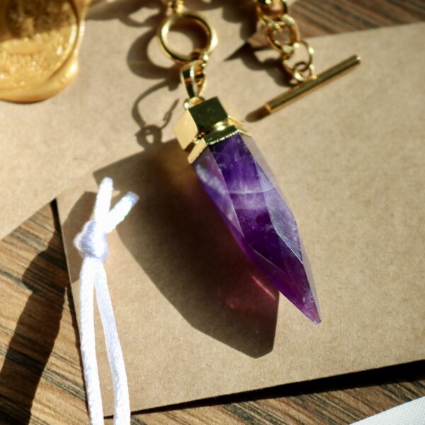 Gorgeous amethyst chain necklace on letter