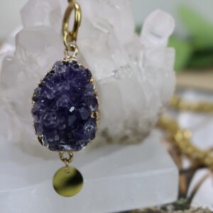 Natural raw amethyst geode necklace new moon gemstones crystal shop