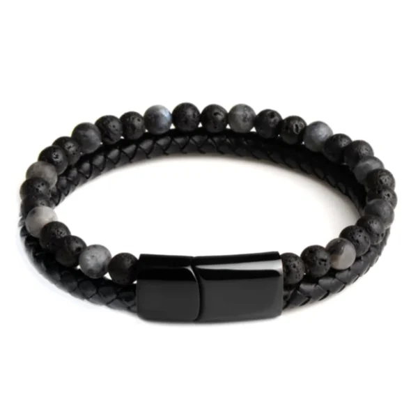 Men's black lava stone bracelet