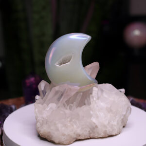 Druzy aura agate crystal moon 38 grams new moon gemstones crystal shop