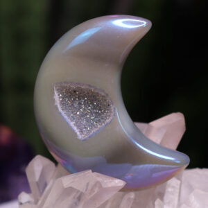 Druzy aura agate crystal moon 46 grams new moon gemstones crystal shop