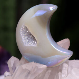 Druzy aura agate crystal moon 55 grams new moon gemstones crystal shop