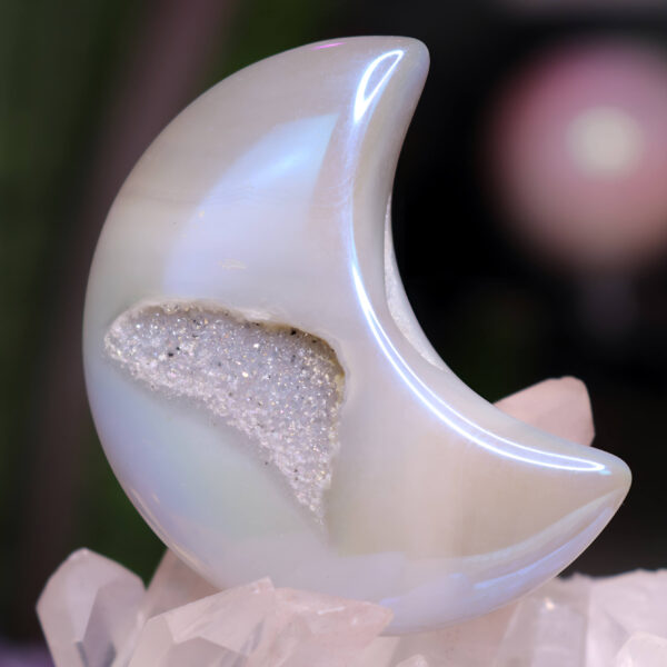 Druzy aura agate crystal moon 56 grams new moon gemstones crystal shop