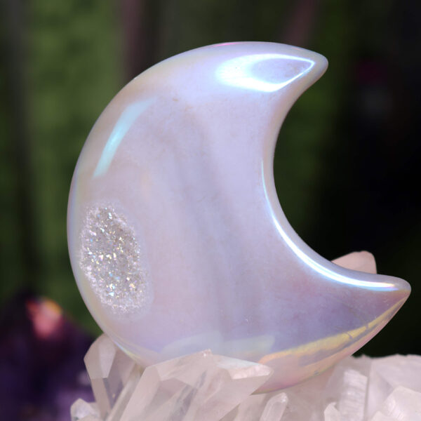 Druzy aura agate crystal moon 58 grams new moon gemstones crystal shop