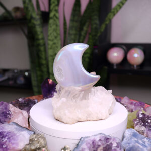 Druzy aura agate crystal moon 58 grams new moon gemstones crystal shop