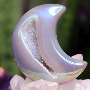 Druzy aura agate crystal moon 60 grams new moon gemstones crystal shop