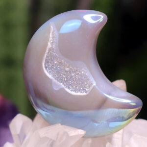 Druzy aura agate crystal moon 68 grams new moon gemstones crystal shop