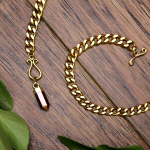 Small tiger's eye point chain necklace new moon gemstones crystal necklace