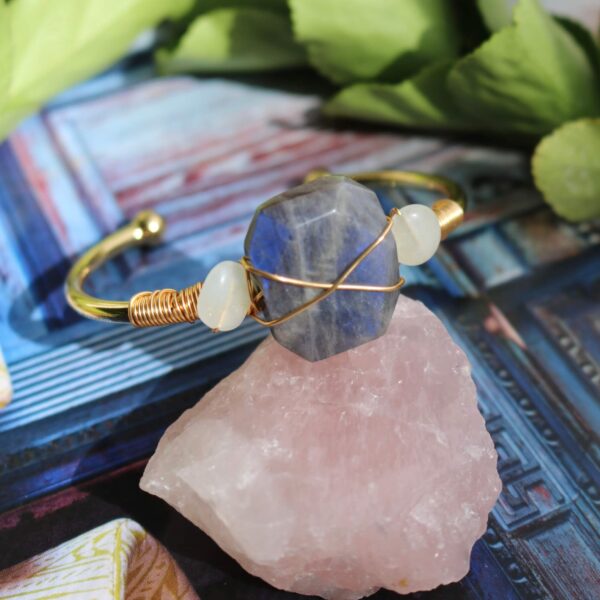 Labradorite gold bracelet new moon gemstones crystal shop