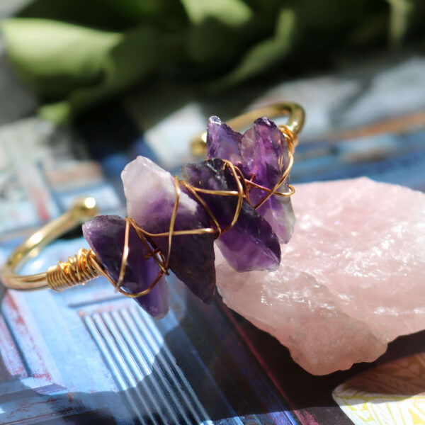 Raw amethyst point bracelet new moon gemstones crystal shop