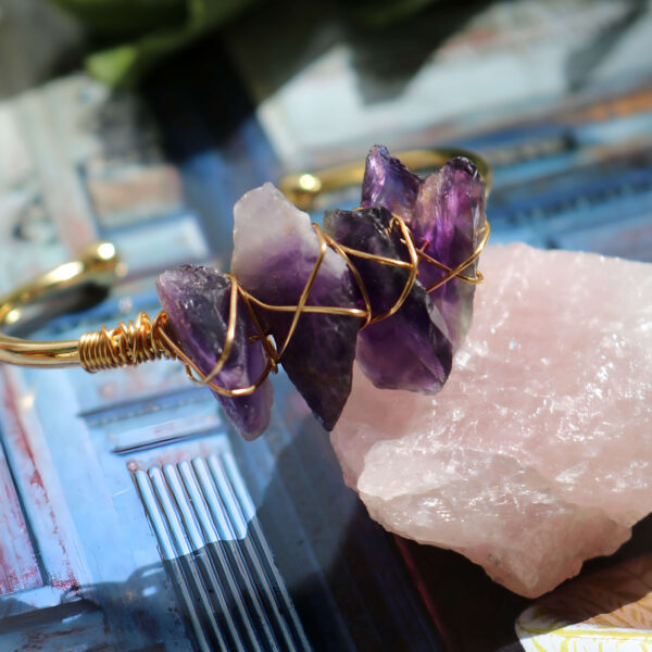 Raw amethyst point bracelet new moon gemstones crystal shop