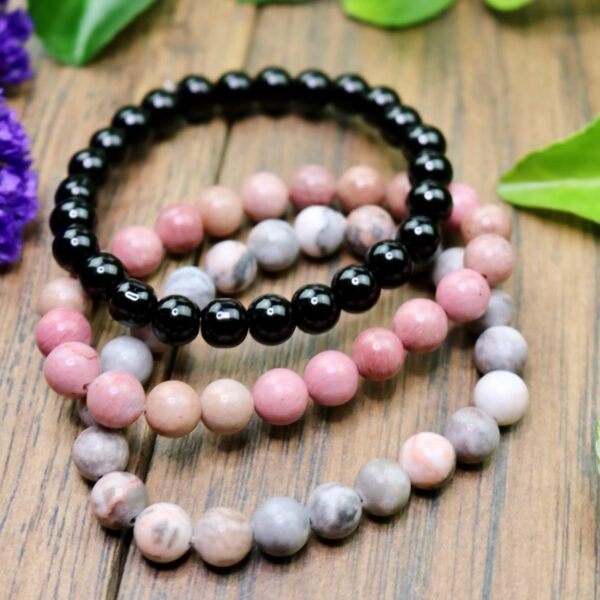 Pink rhodonite harmony bracelet set heart chakra set
