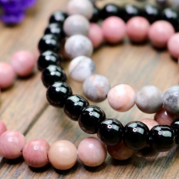 Pink rhodonite harmony bracelet set heart chakra se
