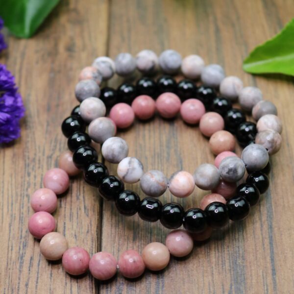 Pink rhodonite harmony bracelet set heart chakra se