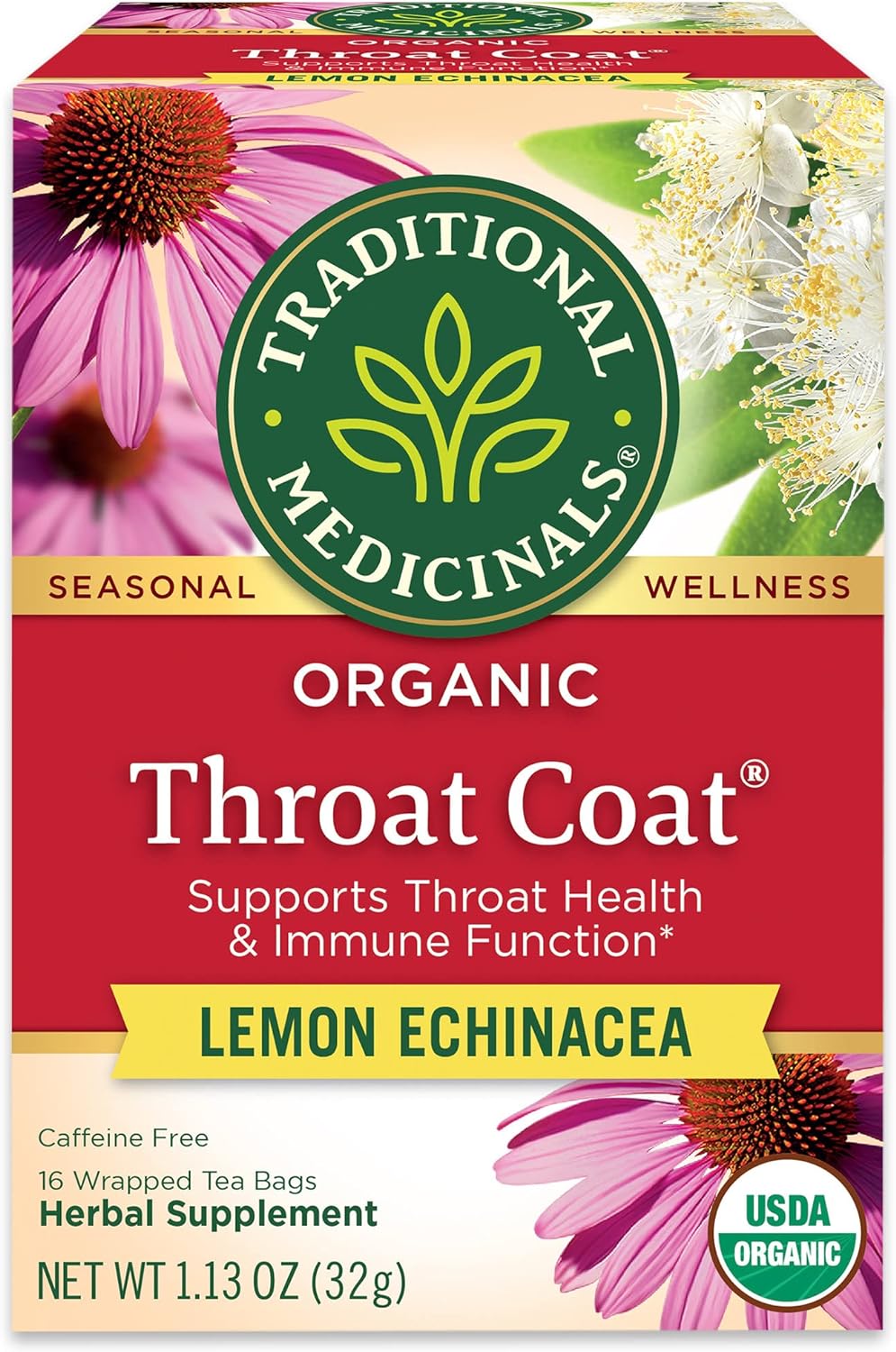 Traditional medicinals organic throat coat lemon echinacea herbal tea