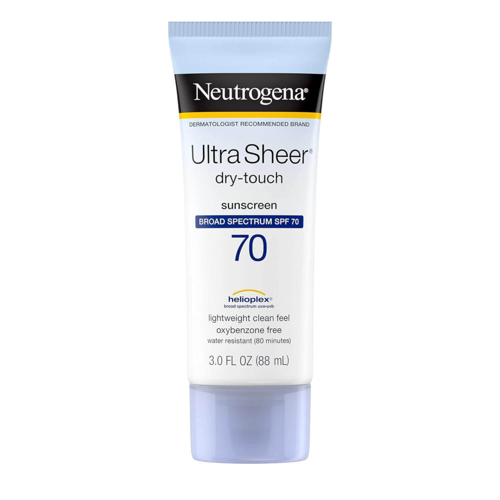 Neutrogena ultra sheer dry touch water resistant and non greasy sunscreen lotion